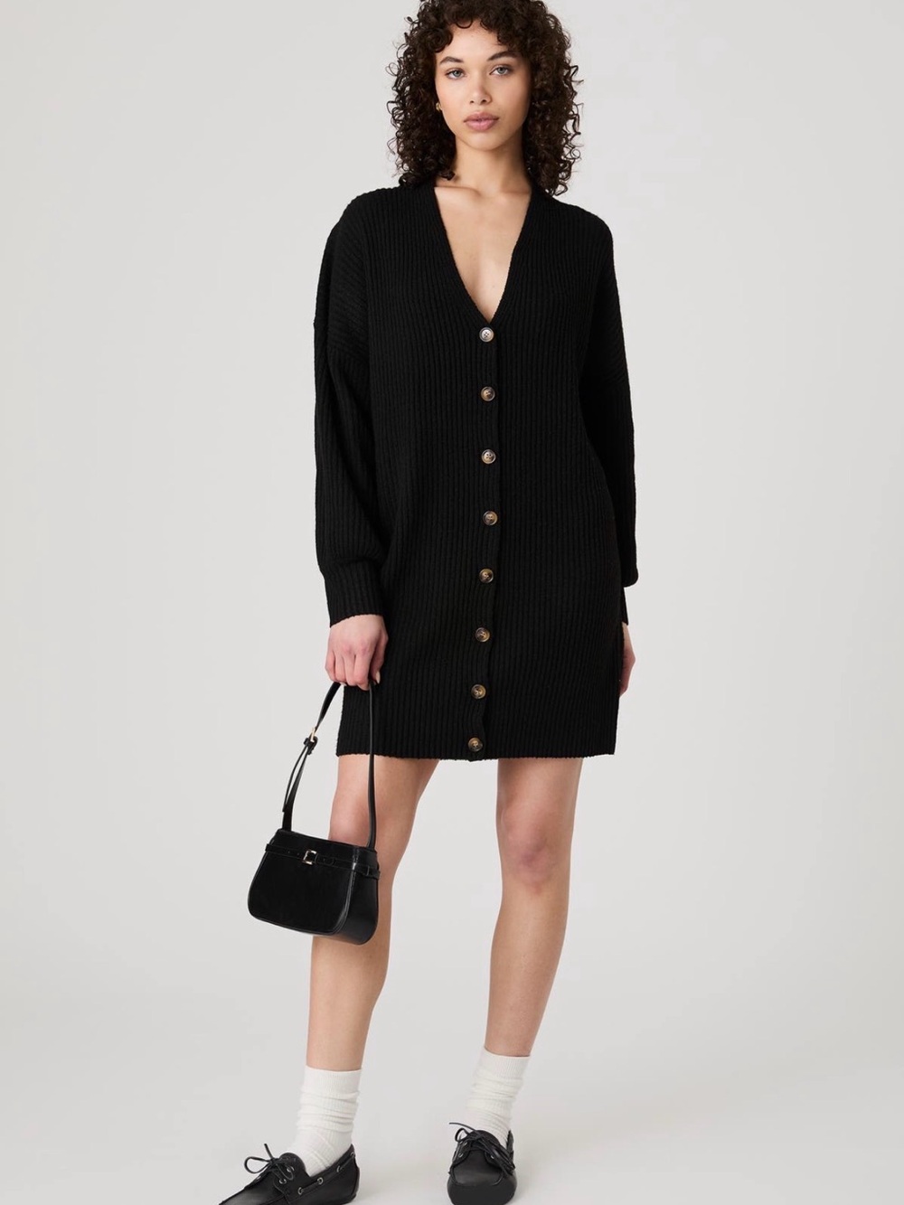 French Connection Dusk Blue Button-Front Knit Dress-NWT
